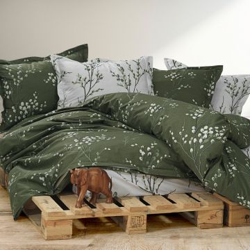 Lenjerie de pat 4 piese Somnart din bumbac cu cearceaf pat clasic, cearceaf pilota 200 x 230 cm si 2 fete perna 50 x 70 cm verde