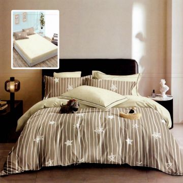 Lenjerie de pat din finet cu 6 piese, cearceaf pat cu elastic, cearceaf pilota 200 x 230 cm, 2 fete perna 50 x 70 cm si 2 fete perna 70 x 70 cm