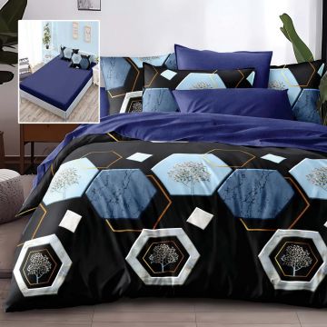 Lenjerie de pat din finet cu 6 piese Somnart Extra bleumarin