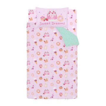 Lenjerie de pat pentru copii roz pentru pat de o persoanÄ135x200 cm Sweet Treats âu0080Catherine Lansfield