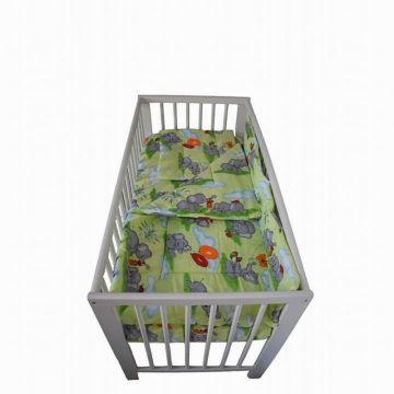 Lenjerie din bumbac cu 3 piese pentru patut Novokids Elefant Verde