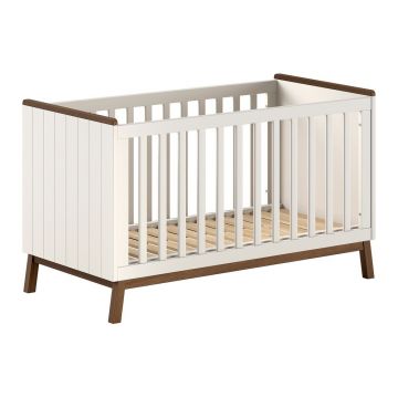 Pătuț bej din lemn de pin cu latură detașabilă/cu înălțime reglabilă 70x140 cm Sezane – Vipack