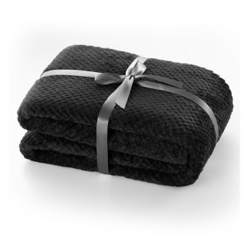 Pătură din microfibră DecoKing Henry, 70 x 150 cm, negru
