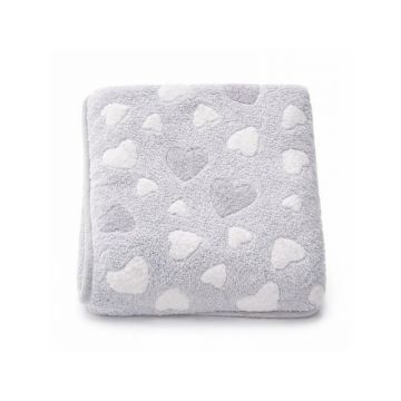 Paturica bebe, New Baby, 80x90 cm, Pufoasa, Grey Heart