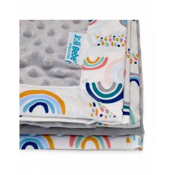 Paturica cu 2 fete din plus minky si bumbac 100 x 100 cm model curcubee, gri