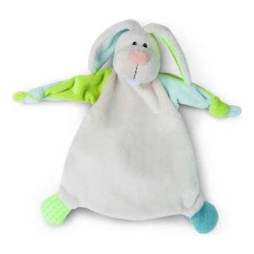 Paturica Iepuras cu Ureche Verde Paturica Confort pentru Bebelusi 25x25 cm