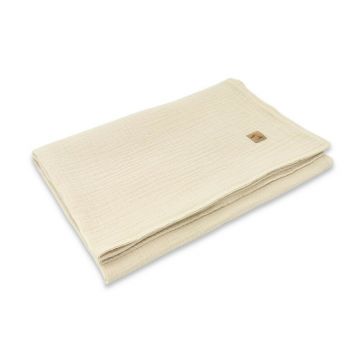 Paturica moale, Qmini, 75x100 cm, Din muselina dubla, Warm Beige