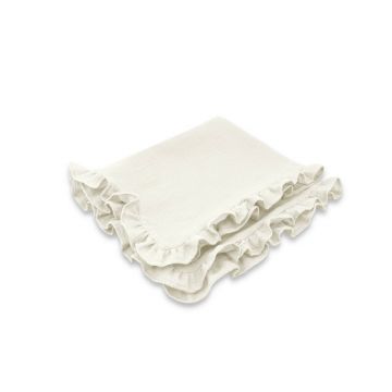Paturica moale, Qmini, Cu volanase, 75x100 cm, Din muselina dubla, Cream