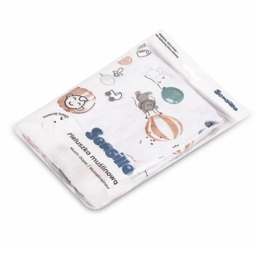 Paturica multifunctionala din muselina Sensillo Baloons 120x120 cm,material bumbac 100