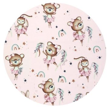 Paturica pentru scoica si carucior MimiNu cu gluga si urechi 90x90 cm Little Ballerina Pink