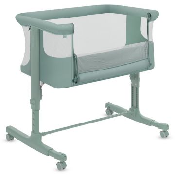Patut co-sleeper, Lionelo, Aurora, 3 in 1, Cu leganare si setare unghiulara, Saltea cu densitate T25 si geanta transport, Reglabil in 5 pozitii pe inaltime, Pana la 9 kg, 0 luni+, 85x60x66 cm, EN 1130:2019+AC:2020, EN 16890:2, Verde