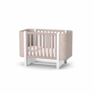 Patut pentru copii 12060 cm din lemn de fag 0-4 ani, laterale din velour LD5 Monaco Velour Bej, inaltimea saltelei reglabila, laterala detasabila