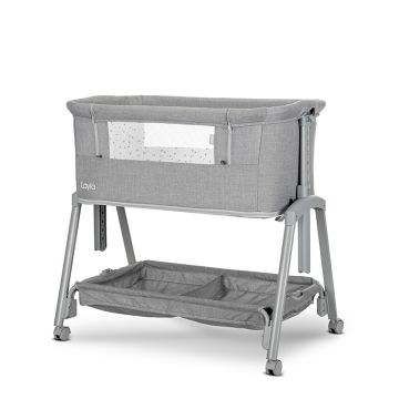 Patut pentru copii Lorelli Layla Grey 2 in 1 Co Sleeper, cu latura pliabila, reglabil pe inaltime, sistem anti-reflux