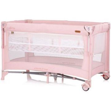 Patut pliabil Chipolino Glory cu laterala culisanta pink marshmallow