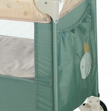 Patut pliabil Jane Duo Level Mist cu roti, arcada cu jucarii, geanta de transport, doua nivele, conform standardelor europene