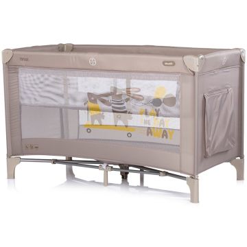 Patut pliabil pentru copii Chipolino Ariel Latte 120x60 cm, doua nivele, intrare laterala cu fermoar, geanta pentru transport