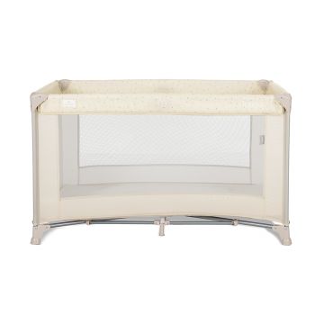 Patut pliabil pentru copii Lorelli Torino Beige cu saltea inclusa si usa laterala cu fermoar