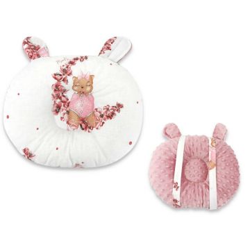 Perna bebelusi, MimiNu, Ursulet, Multifunctionala, Cu doua fete, Tesatura pufoasa minky si bumbac, Materiale certificate Oeko Tex Standard 100, 30x23 cm, Betty