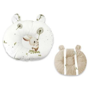 Perna bebelusi, MimiNu, Ursulet, Multifunctionala, Cu doua fete, Tesatura pufoasa minky si bumbac, Materiale certificate Oeko Tex Standard 100, 30x23 cm, Cats