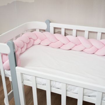 Protectie laterala roz impletita Twins tip cosita, cu 3 fire 220 cm