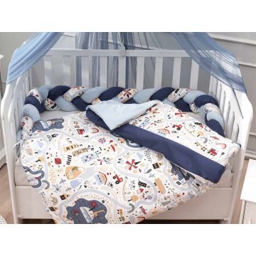 Set de dormit pentru bebelusi cu protectie laterala, Wallxpert, Adventure, Multicolor