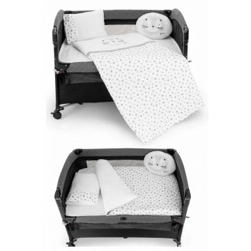 Set de dormit pentru bebelusi cu protectie laterala, Wallxpert, Park, Gri