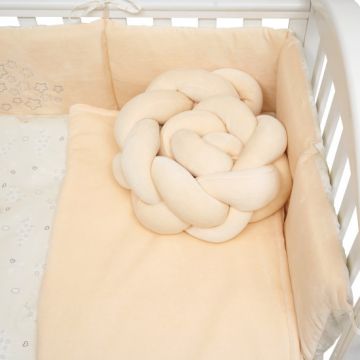 Set lenjerie de pat pentru copii Twins Be Happy, 7 piese, din bumbac ivory