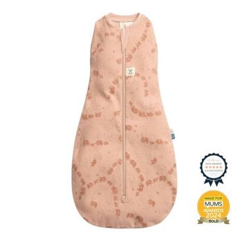 Sistem de infasat si sac de dormit, ErgoPouch, 2 in 1, 3-6 luni, 6-8 kg, TOG 0.2, Bumbac organic, Fermoar bidirectional, Transformabil, Lavabil la masina, Certificat non-toxic, Premiat in Australia, Model elefant, Roz
