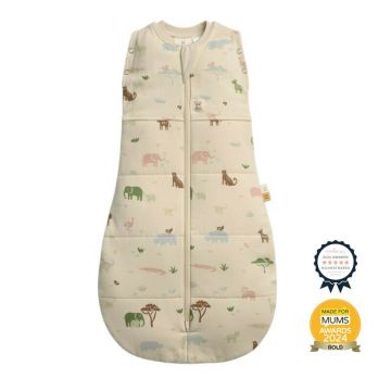 Sistem de infasat si sac de dormit, ErgoPouch, 2 in 1, 3-6 luni, 6-8 kg, TOG 0.2, Bumbac organic, Fermoar bidirectional, Transformabil, Lavabil la masina, Certificat non-toxic, Premiat in Australia, Model savana, Crem