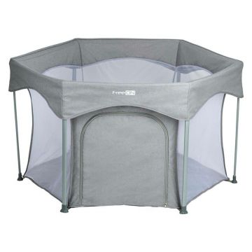 Tarc de joaca, FreeON, Hexagon, Pliabil, Intrare cu fermoar, Cu geanta de transport, 117 x 74 cm, Grey