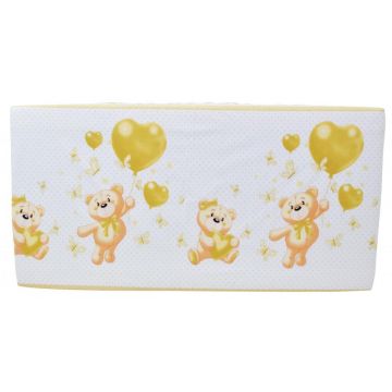 Cearceaf din bumbac cu elastic Bear Heart Cream 120x60 cm