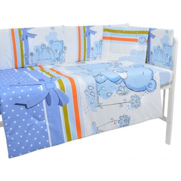 Lenjerie patut cu 5 piese Blue Bear with ribbon