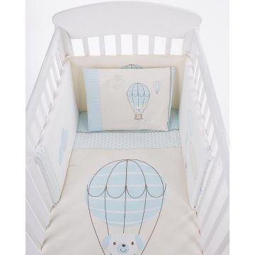 Lenjerie patut cu 6 piese si protectie laterala 140x70 cm Puppy on Balloon