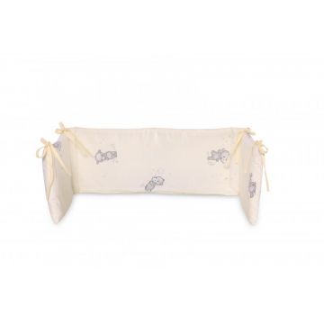 Protectie laterala pat 140 x 27 cm bumbac ranforce Happy Hippo Beige