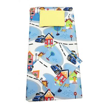 Set 3 piese paturica cu cearsaf si pernuta 160x80 cm Oraselul copiilor Set 3 piese paturica cu cearsaf si pernuta 160x80 cm Oraselul copiilor