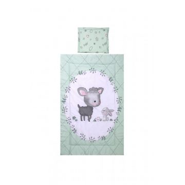 Set lenjerie pat bumbac ranforce 4 piese Lamb Green