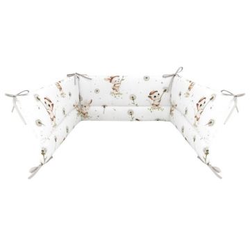 Aparatoare pentru patut, MimiNu, Din bumbac certificat Oeko Tex Standard 100, 180x30 cm, Cu panglici, Cats
