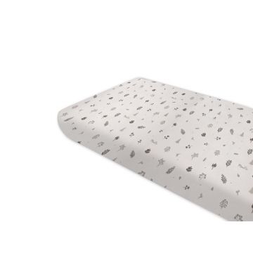 Cearceaf cu elastic, MimiNu, Pentru pat 160x80 cm, Din bumbac certificat Oeko Tex Standard 100, Leaves