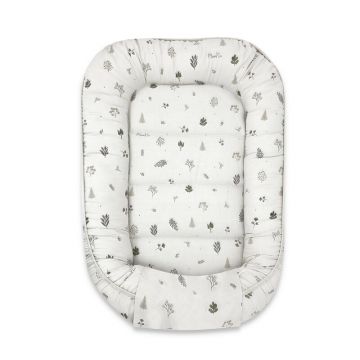Cosulet bebelus, MimiNu, Pentru dormit, Baby Cocoon 75x55 cm, Husa 100% bumbac, Din bumbac certificat Oeko Tex Standard 100, Leaves