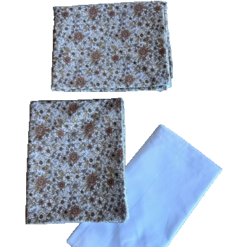 Lenjerie cu 3 piese din bumbac organic pentru patut 120x60 cm Twindeco Floricele bej