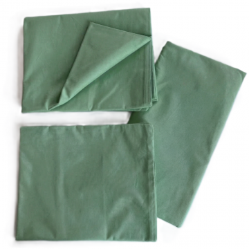 Lenjerie cu 3 piese din bumbac organic pentru patut 120x60 cm Twindeco Verde menta