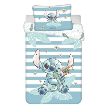 Lenjerie de pat pentru copii albastru-deschis din bumbac pentru pătuț 100x135 cm Lilo & Stitch 