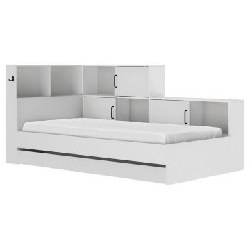 Pat Cu Spațiu De Depozitare, 90/200 cm, alb