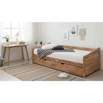 Pat Extensibil, 90/200 cm, culoare lemn stejar