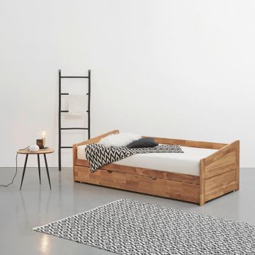 Pat Extensibil, 90/200 cm, culoare lemn stejar