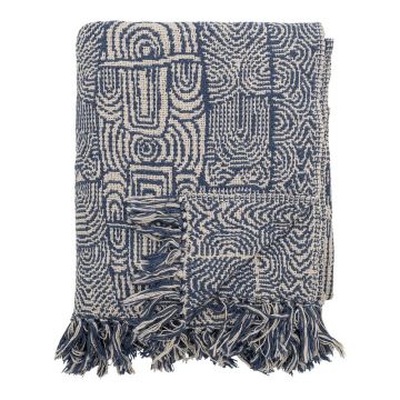 Pătură albastră din amestec de bumbac 130x160 cm Bresso – Bloomingville