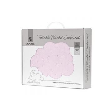 Paturica pentru bebelusi, Lorelli Twinkle, material moale, model decorativ in relief, 80 x 110 cm, Pink