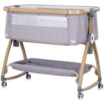Patut co-sleeper Chipolino Charisma cu laterala culisanta platinum wood