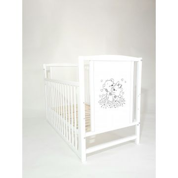 Patut pentru copii Bears din lemn masiv cu laterala culisabila si functie co-sleeper 120x60 cm