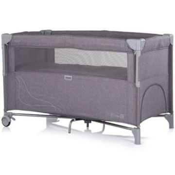 Patut pliabil Chipolino Relax charcoal linen cu laterala culisanta
